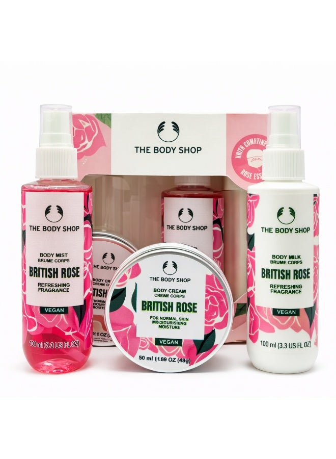 The Body Shop British Rose Body Care Gift Set – Body Mist, Body Milk & Body Cream - Image 1